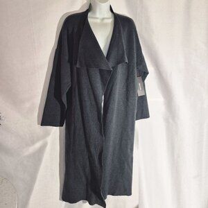 Promesa lovely long Cardigan sweater, 40" long, Dark Bluish Grey, Large. NWT